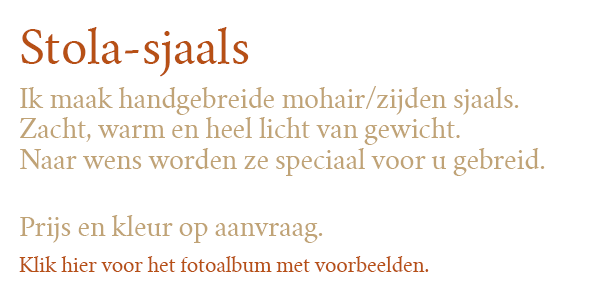 Bekijk het fotoalbum met mijn gemaakte Stola-sjaals